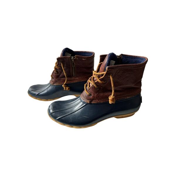 Sperry Size 9 Tan Brown Blue Rubber Hunting Duck Boots Bootie Outdoor Winter - Picture 7 of 13